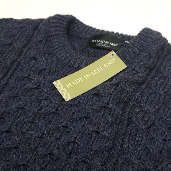 Rue Saint Patrick Men's 100% Wool Chunky Cable Knit Fall Winter Sweater - Picture 7 of 11